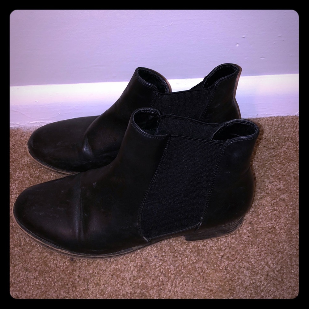 Ankle black vegan leather booties